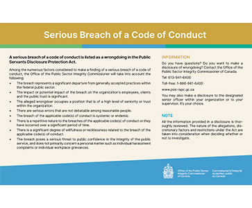 Serious Breach of a Code of Conduct